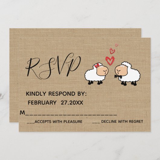 Schattige grappige cartoons uit liefde RSPV Kaart (Voorkant / Achterkant)