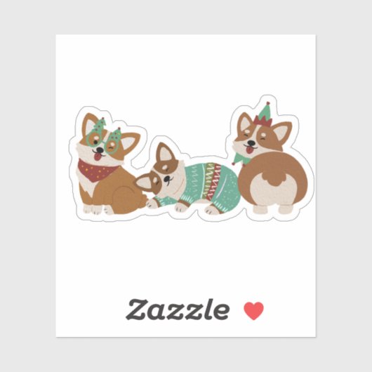 Schattige Grappige Corgi Honden Kerstmis 2025 Sticker (Vel)