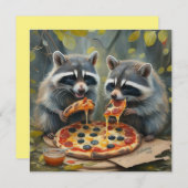 Schattige grappige dieren die een pizza eten, grap kaart (Voorkant / Achterkant)