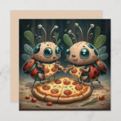 Schattige grappige dieren die een pizza eten grapp kaart (Voorkant / Achterkant)