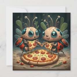 Schattige grappige dieren die een pizza eten grapp kaart