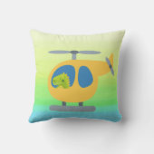 schattige, grappige dino vliegende gele helikopter kussen (Achterkant)