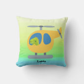 schattige, grappige dino vliegende gele helikopter kussen (Voorkant)
