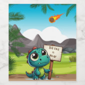 schattige, grappige dinosaurus wijn etiket (Enkel label)