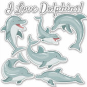 Schattige Grappige Dolfijnen Ik Hou Van Dolfijnen Sticker (Voorkant)
