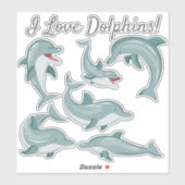 Schattige Grappige Dolfijnen Ik Hou Van Dolfijnen Sticker (Vel)