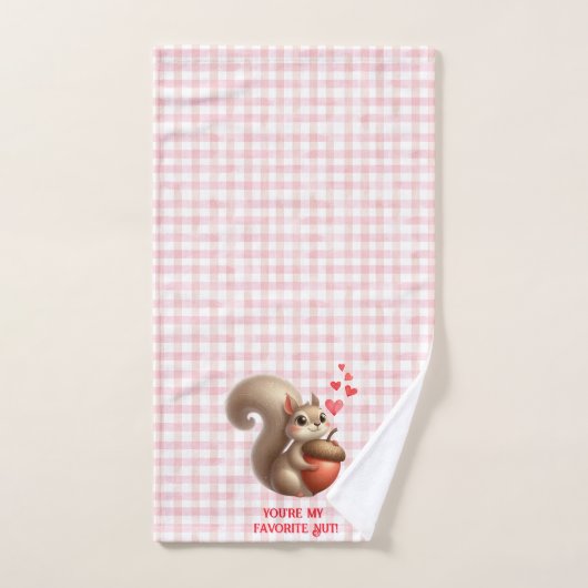 Schattige grappige eekhoorn Valentijnsdag Handdoek (Handdoek)