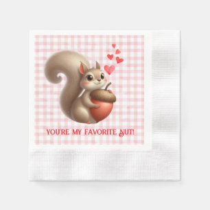 Schattige grappige eekhoorn Valentijnsdag Servet