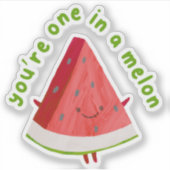 Schattige Grappige Eén in een Meloen Watermeloen W Sticker (Voorkant)