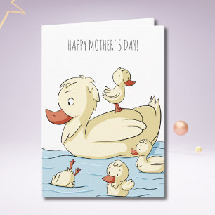 Schattige Grappige Eend Familie Moederdag Kaart