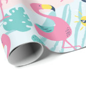 Schattige Grappige Flamingo Mintgroene Tropische P Cadeaupapier (Rol Hoek)
