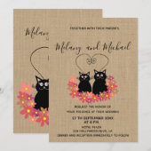 Schattige grappige florale cartoon katten uit lief kaart (Voorkant / Achterkant)