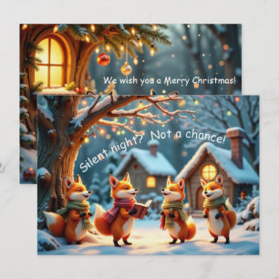 Schattige Grappige Geen Stille Nacht Vossen Kerstk Kaart