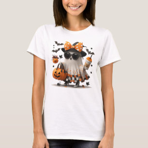 Schattige Grappige Geest Pompoen Halloween Griezel T-shirt