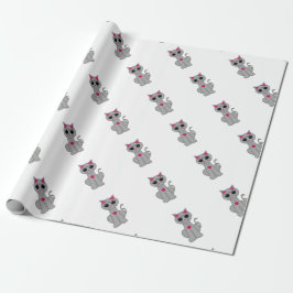 Schattige grappige gelukkige grijze kat cadeaupapier