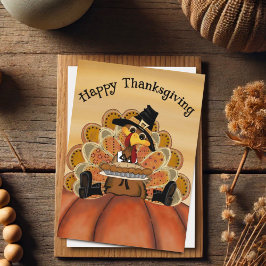 Schattige Grappige Gelukkige Thanksgiving Kalkoen Kaart