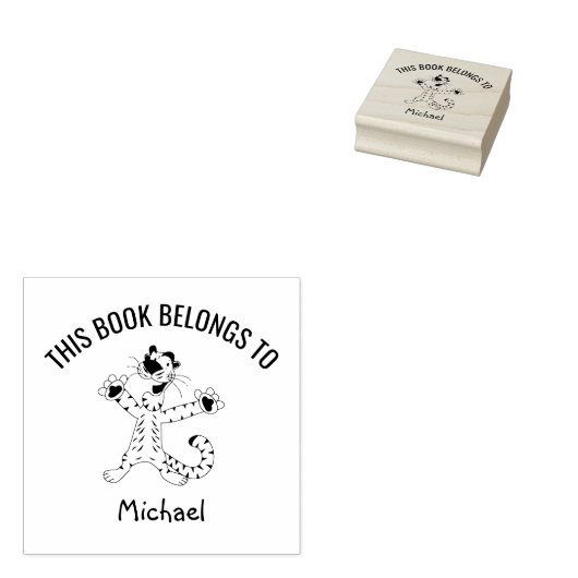 Schattige grappige gelukkige tijger Dit boek is va Rubberstempel (Gestempeld)