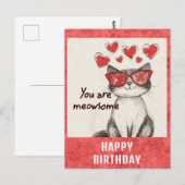 Schattige Grappige Gelukkige Verjaardag Kat Harten Briefkaart (Voorkant / Achterkant)