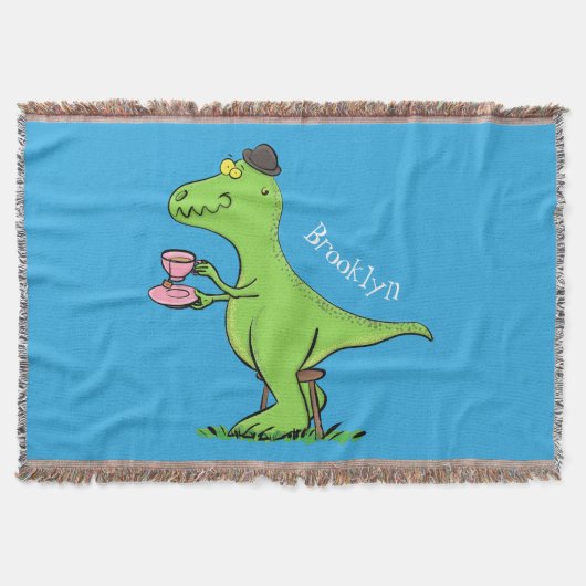 Schattige grappige groene T-Rex dinosaurus cartoon Deken (Voorkant)