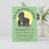 Schattige grappige grote gorilla cartoonillustrati kaart (Staand voorkant)