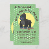 Schattige grappige grote gorilla cartoonillustrati kaart (Voorkant / Achterkant)