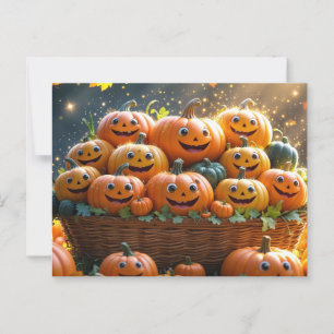 Schattige Grappige Halloween Thanksgiving Pompoene Briefkaart