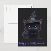 Schattige grappige Halloween zwarte kat Briefkaart (Voorkant / Achterkant)