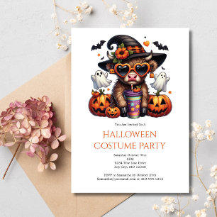 Schattige grappige Highland koe koffie Halloween-f Kaart