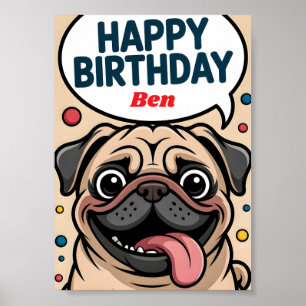 Schattige Grappige Hond Happy Birthday Poster