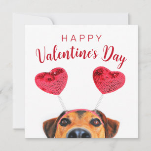 Schattige Grappige Hond Hart Hoofdband Valentijnsd Kaart