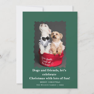 Schattige Grappige Honden Kerstmis Vakantiekaart Kaart