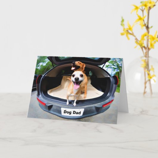 Schattige grappige honden Vaderdag Papa Kaart (Gele Bloem)