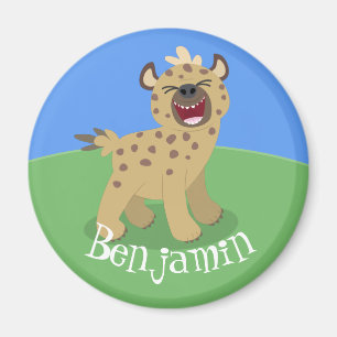 Schattige grappige hyena die lacht in een cartooni magneet