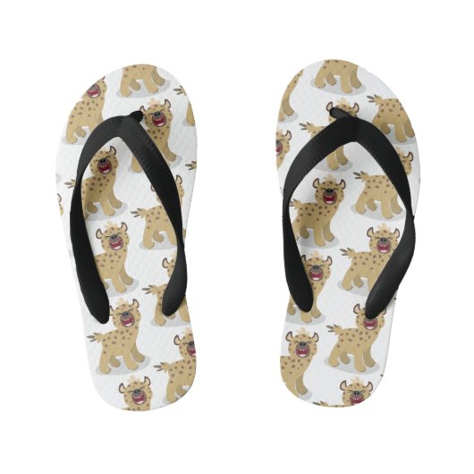Schattige grappige hyena lachende cartoonillustrat kinder teenslippers (Voetbed)