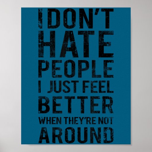 Schattige grappige introvert humor - ik haat mense poster (Voorkant)