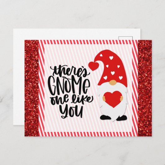 Schattige Grappige Kabouter Rood Glitter Briefkaart (Voorkant / Achterkant)