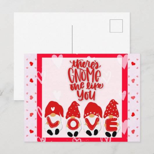 Schattige Grappige Kabouter Valentijnsdag Harten L Briefkaart (Voorkant / Achterkant)