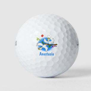 Schattige grappige kaketoe vogels cartoon golfballen