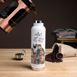 Schattige Grappige Kat 'Gekke Kat DAME'  Waterfles