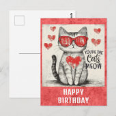 Schattige Grappige Kat Gelukkige Verjaardag Harten Briefkaart (Voorkant / Achterkant)