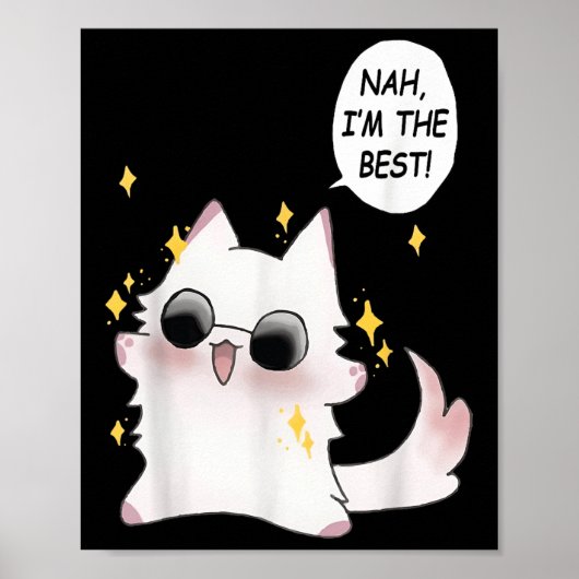Schattige Grappige Kat Grappige Anime Meme Nee Ik Poster (Voorkant)