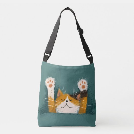Schattige Grappige Kat Slaap Crossbody Tas (Voorkant)