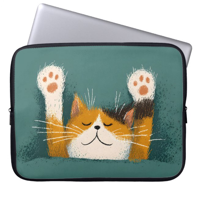 Schattige Grappige Kat Slaapje Laptop Sleeve (Voorkant)