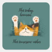 Schattige Grappige Kat Slap Vierkante Sticker (Voorkant)