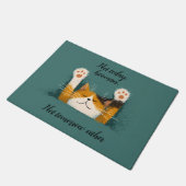 Schattige Grappige Kat Slapend Deurmat (Schuin)