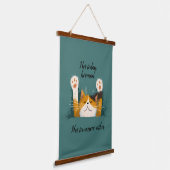 Schattige Grappige Kat Slapend Hangend Wandkleed (Gebogen)