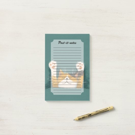 Schattige Grappige Kat Slapend Post-it® Notes (Op bureau)