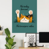 Schattige Grappige Kat Slapend Poster (Thuiskantoor)