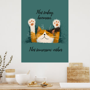 Schattige Grappige Kat Slapend Poster