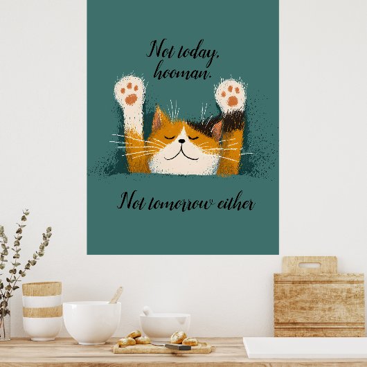 Schattige Grappige Kat Slapend Poster (Keuken)